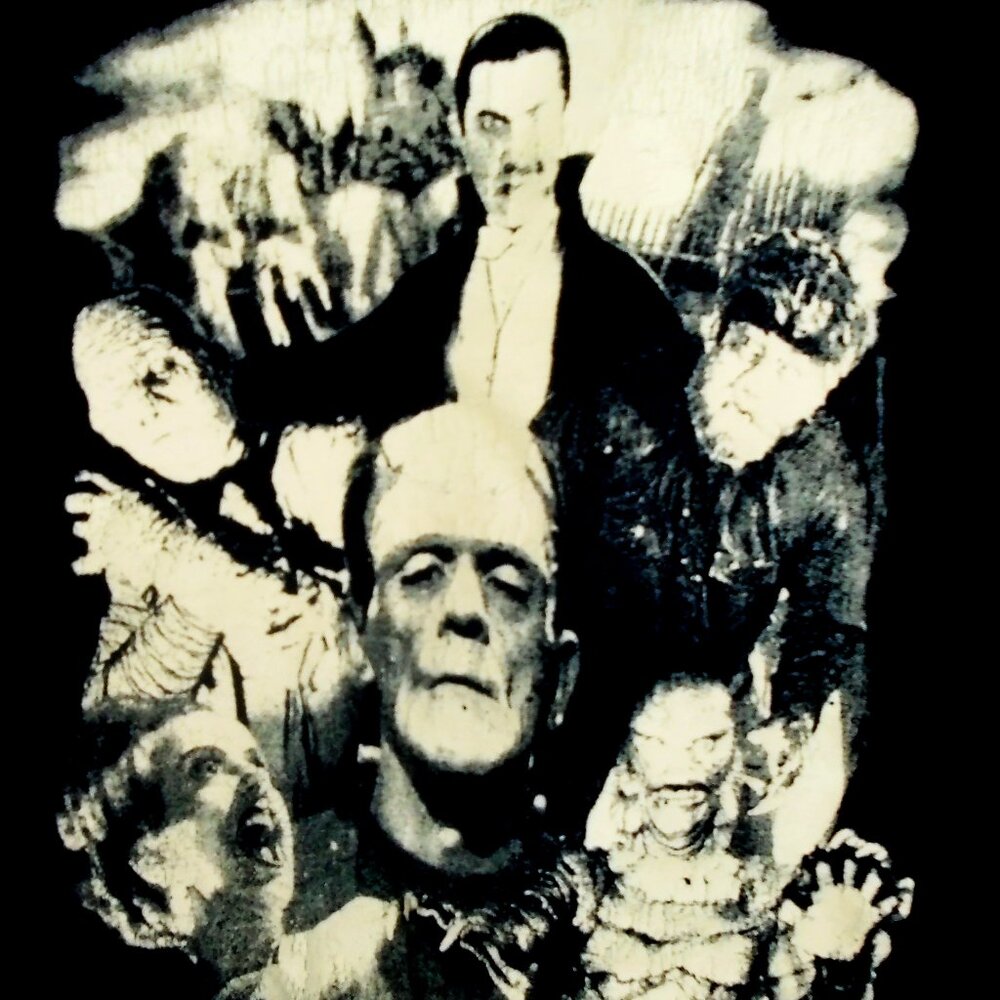 monster 2xl horror tee - frankenstein & bride mummy dracula creature werewolf